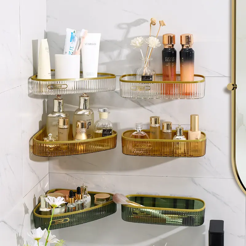 Estantes baratos de moda estante de montaje en pared soporte de estante de almacenamiento de ducha para WC organizador de champú accesorios de baño