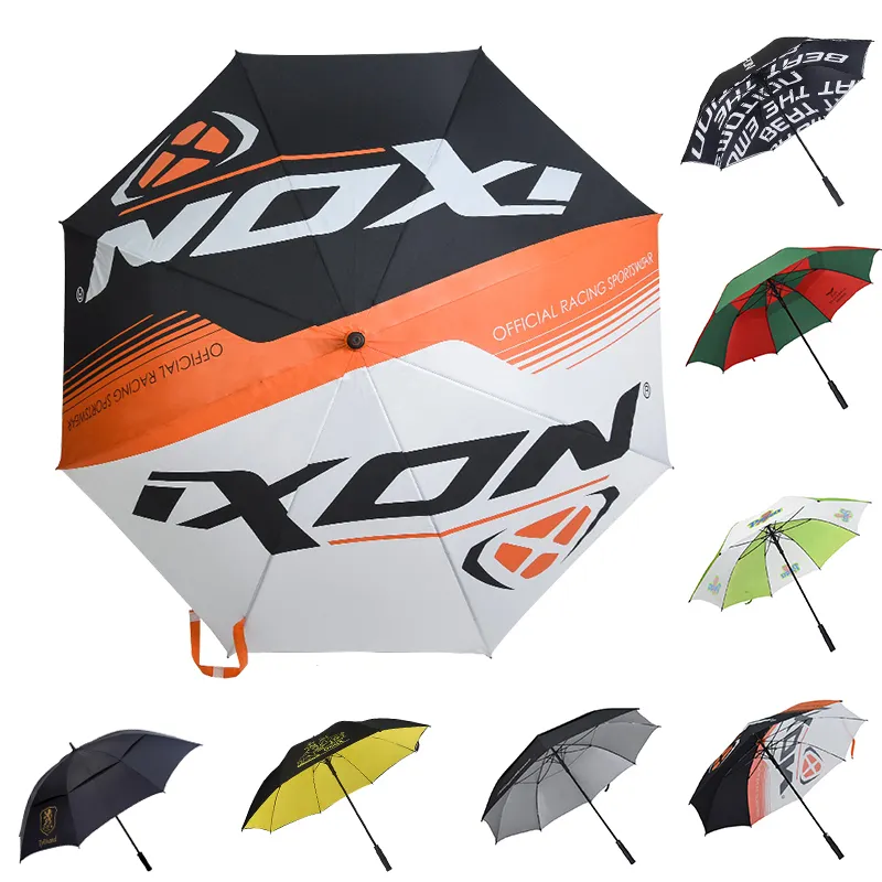 사용자 지정 로고 프로 모션 사용자 지정 골프 우산 로고와 함께 큰 인쇄 된 개인화 된 windproof 큰 파라과이 광고