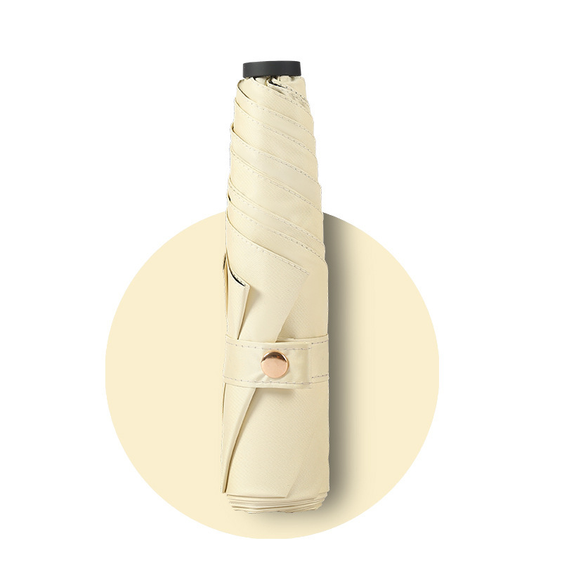 Paraguas manual ultraligero de tres pliegues - Beige 6 varillas