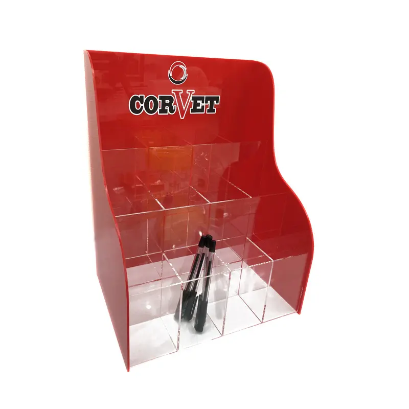 Organizzatore di pennelli in acrilico trasparente per pennelli da scrivania a 8 slot