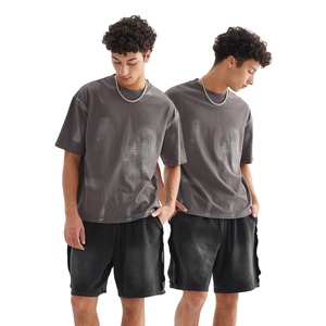 Fashionable Men's T-shirt with Trendy Brand Washed Retro Loose Brushed Color High-quality 280g Heavyweight Pure Cotton