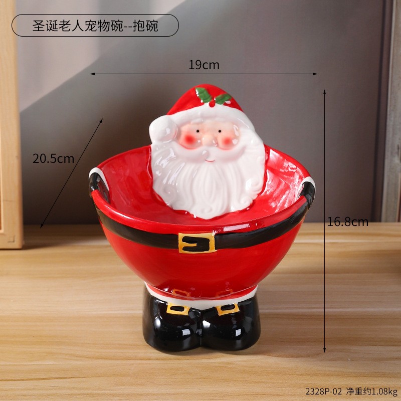 2328p-02 santa claus pet bowl-hugging bowl-3192