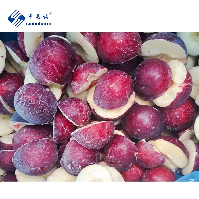 Sinocharm IQF Plum Halves HACCP Frozen Fruits Pulp Supplier Factory Price 10kg Bulk Frozen Plum