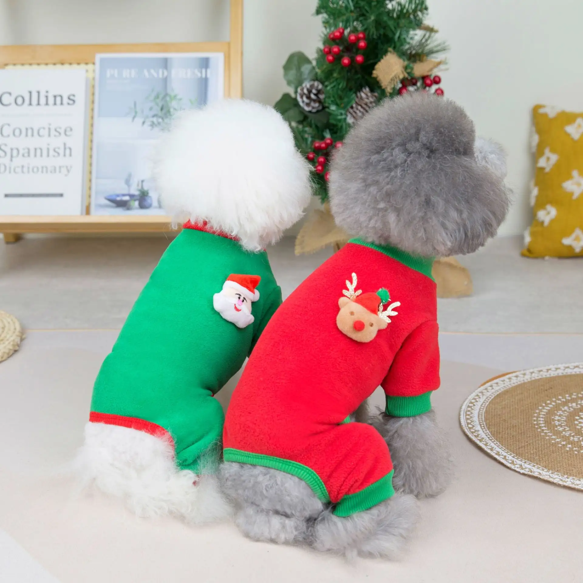 Pakaian desainer anjing peliharaan bulu Polar hewan peliharaan hoodie Natal musim dingin pakaian hangat untuk hewan peliharaan
