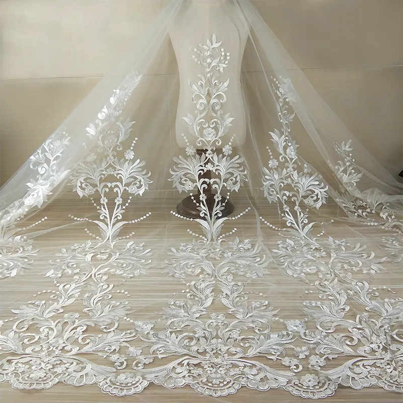 Hermosa tela de encaje bordado para vestido de boda