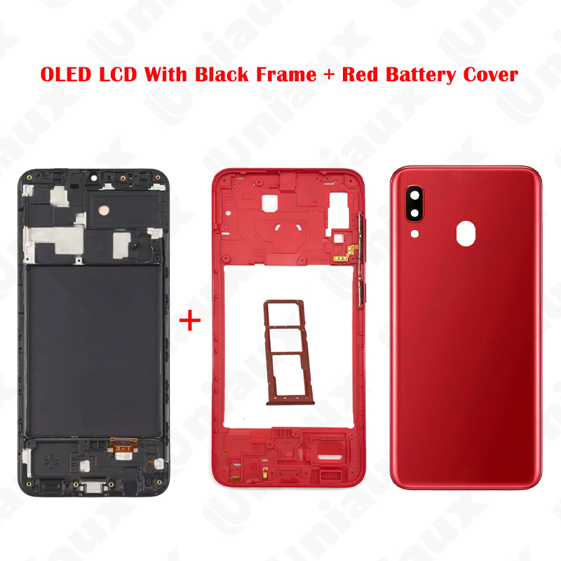 OLED con marco y tapa de batería roja