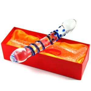 Bunter Glas-Dildo Großer Doppelendiger Kristall-Dildo mit Blauer Spiralt Textur für Frauen Männer Paare Erwachsenen-Sexspielzeug - Product Image 6