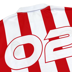 サッカーシャツ,OEMサッカージャージー刺繍昇華ボックスフィットプラスサイズ赤と白のストライプカスタム