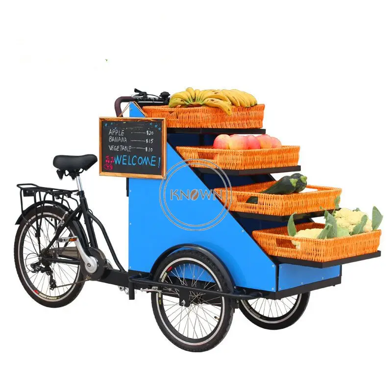 Bicicleta triciclo de frutas ao ar livre oem 4 cestas com 6 velocidades de venda de carga alimentar bicicleta rickshaw para venda