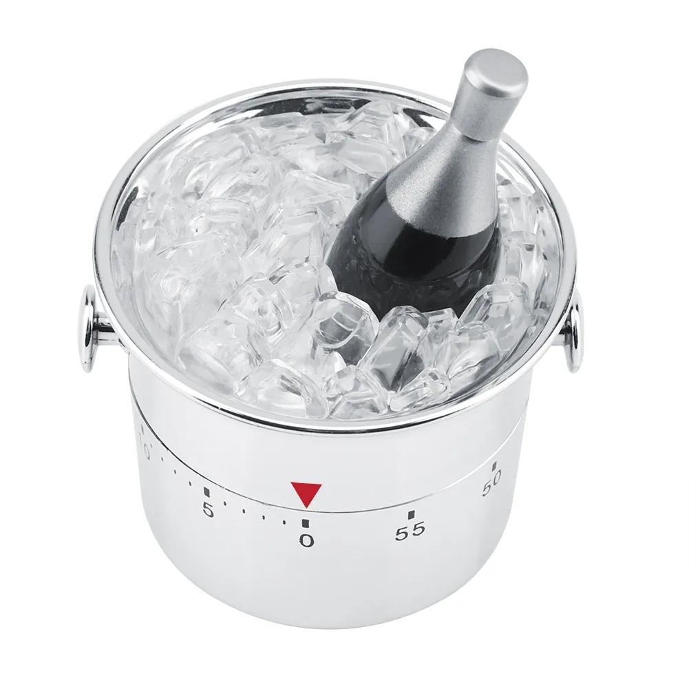 WDD583 Household Bucket Shape Kitchen Timer Creative Practical ABS Time Reminder Manual Mechanical Champagne Ice Bucket Timers