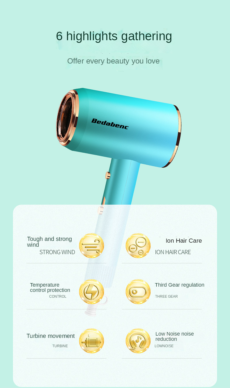 Best seller new design fashion hair dryer hot and cold air negative ion hair care and styling appliances home salon wholesale