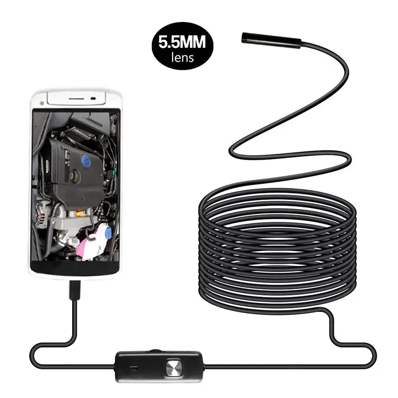 AN97 Android Endoscoop 5.5Mm 6LED 1M/1.5M/2M/3.5M/5M/10M Kabel Inspectie Borescope Micro Usb Endoscoop Camera Voor Pc Smartphone