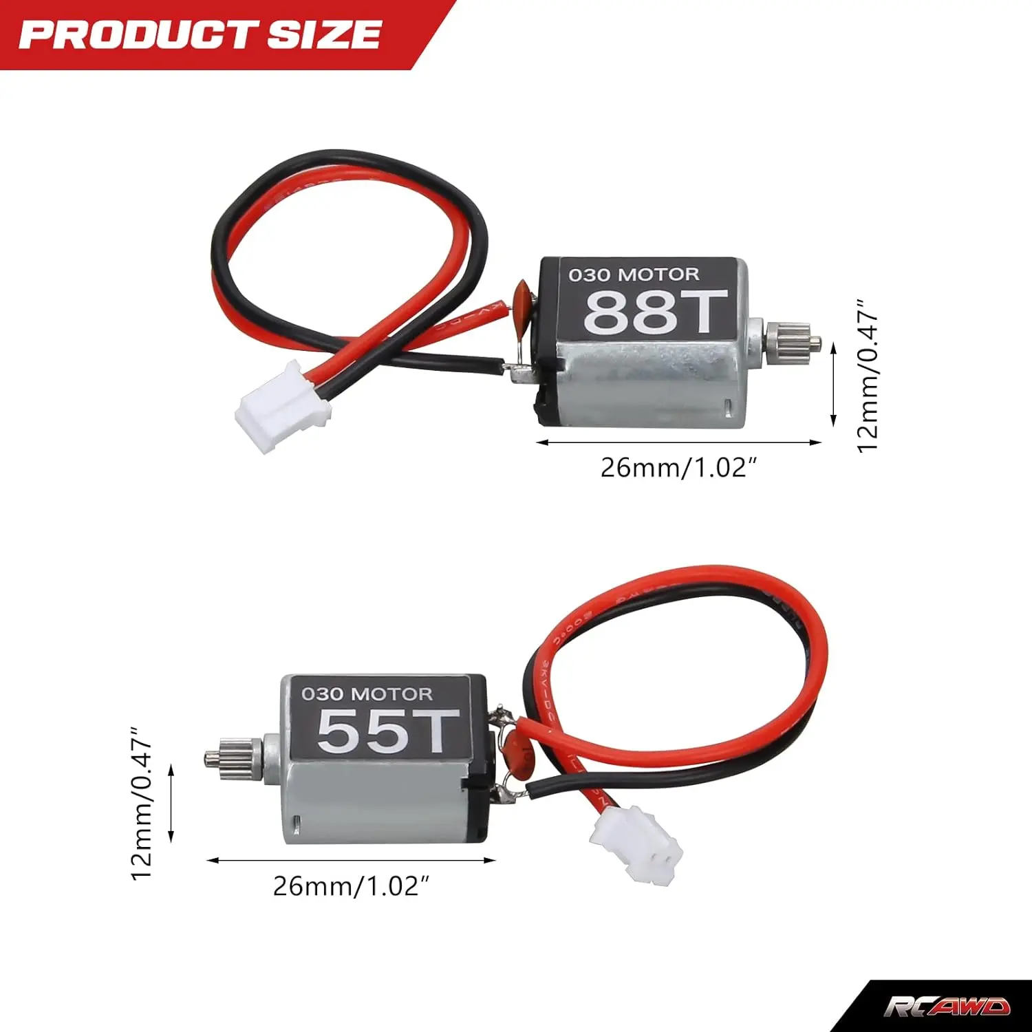 RCAWD 030 gebürsteter 55T (Schwenk) Motor Stahl-Stickengetriebe für 1/24 axiale Scx24-Motoren