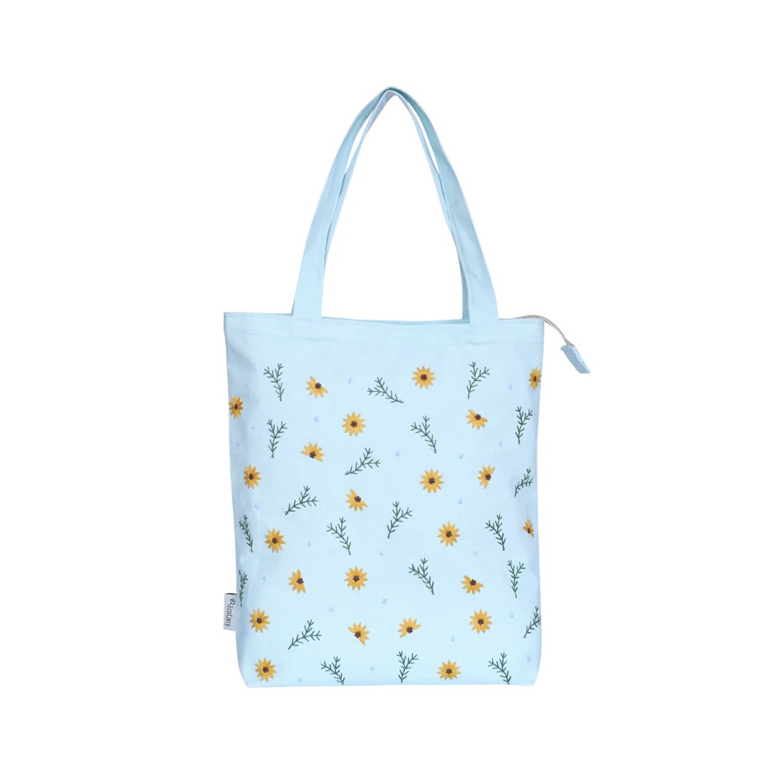 Pastel Blue with Yellow Sunflower Bliss Embroidery
