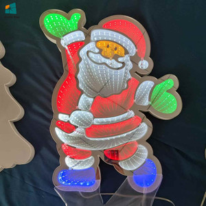 Santa Claus Elk Cây giáng sinh nhiều lớp vô cực gương trong nhà ngoài trời trang trí phòng dẫn ánh sáng thủy tinh giáng sinh vui vẻ - Product Image 1