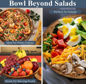 2025 Mô Hình Mới Nhất Lớn Bằng Gỗ Bát Salad Đặt Keo Gỗ Phục Vụ Bát Đặt Với Đồ Dùng Và Cơ Sở Tấm Cho Nhà - Product Image 3