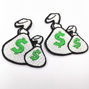 补丁定制刺绣，迷你刺绣定制美元商标斜纹织物补丁 - Product Image 2