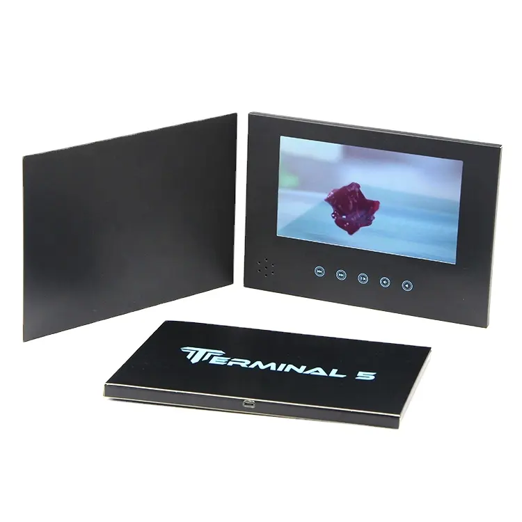 Bestseller Groothandel A5 Zwart Papier Reclame Speler 7 Inch Video Muziek Foto Boek Lcd Boekje Business Video Brochure Kaart