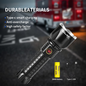 1700 lumen cao lumens 500m dài phạm vi Zoomable có thể sạc lại làm việc ánh sáng IP66 bên ánh sáng điện hiển thị tay <span class=keywords><strong>Torch</strong></span> Led đèn pin - Product Image 5