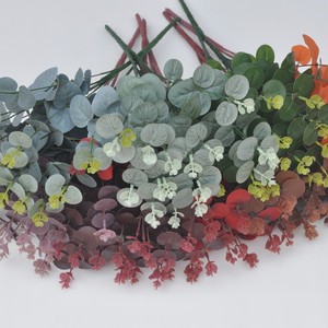 16 Forks Artificial Eucalyptus Stem Tree <strong>Branch</strong> Artificial Money Leaves Different Color Eucalyptus Leaves <strong>Bundle</strong> for Decor