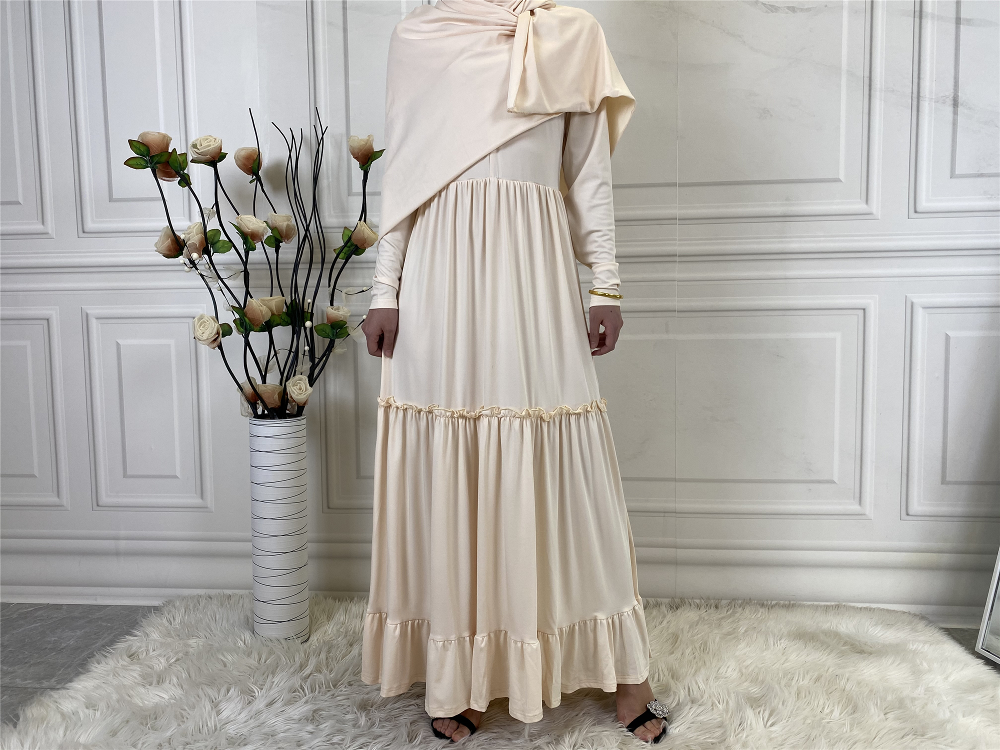 Beige (With Long Scarf)