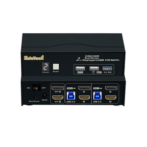 JideTech2コンピューター2モニターUSB3.0KVMスイッチ8K @ 30Hz2ポートデュアルモニターKVM、デジタルディスプレイ、ケーブル、有線リモート - Product Image 1