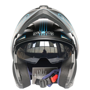 Casco de motocicleta abatible hacia arriba de doble lente de cara completa con sistema de intercomunicación BT integrado - Product Image 3