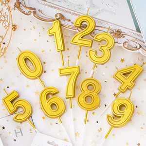 Huaming Nến Lấp Lánh Số Màu Vàng Bạc Kim Loại Mới Nến Sinh Nhật Bánh Sinh Nhật Kim Cương 3d Số 0-9 Cho Trẻ Em Pháo Hoa - Product Image 4