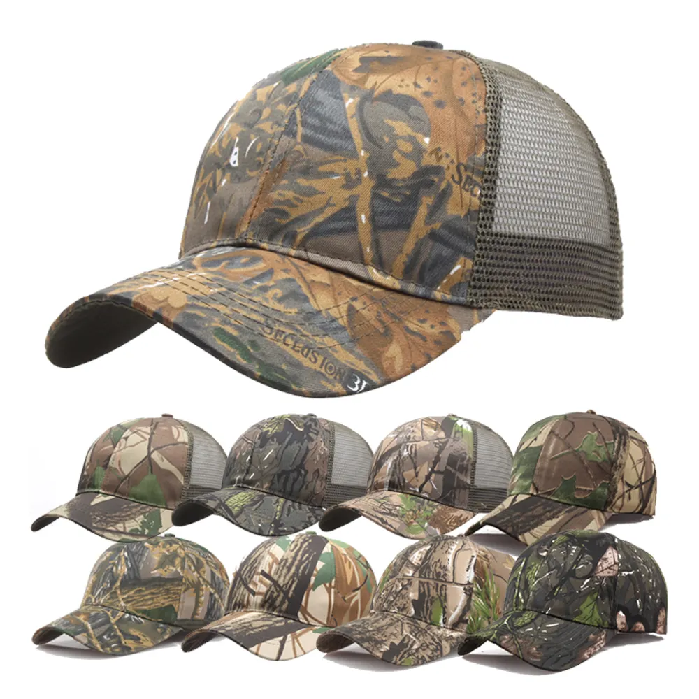 Unisex Outdoor Camouflage Hat Camo Fishing Baseball Cap Sunscreen Quick Dry Printed Hunting Cap, Camping Caps Hats
