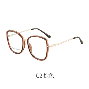 กรอบแว่นตาแฟชั่นย้อนยุคพร้อมเลนส์ป้องกันสีฟ้าพิมพ์ลายย้อนยุค - Product Image 1