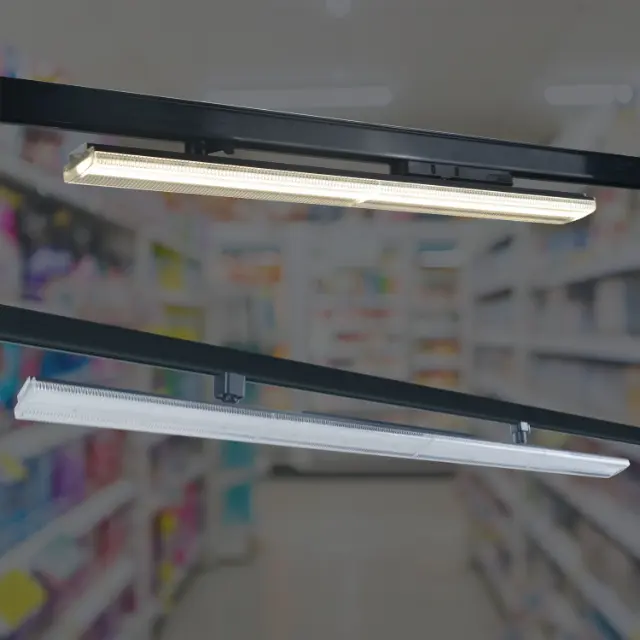 RONSE 2024 ร้านค้าที่เพิ่งเปิดตัว 30 วัตต์ลูเมนสูงสีดําเชิงเส้นไฟ LED ติดตามร้านค้าไฟ LED ติดตามแสงเชิงเส้นสําหรับซุปเปอร์มาร์เก็ต