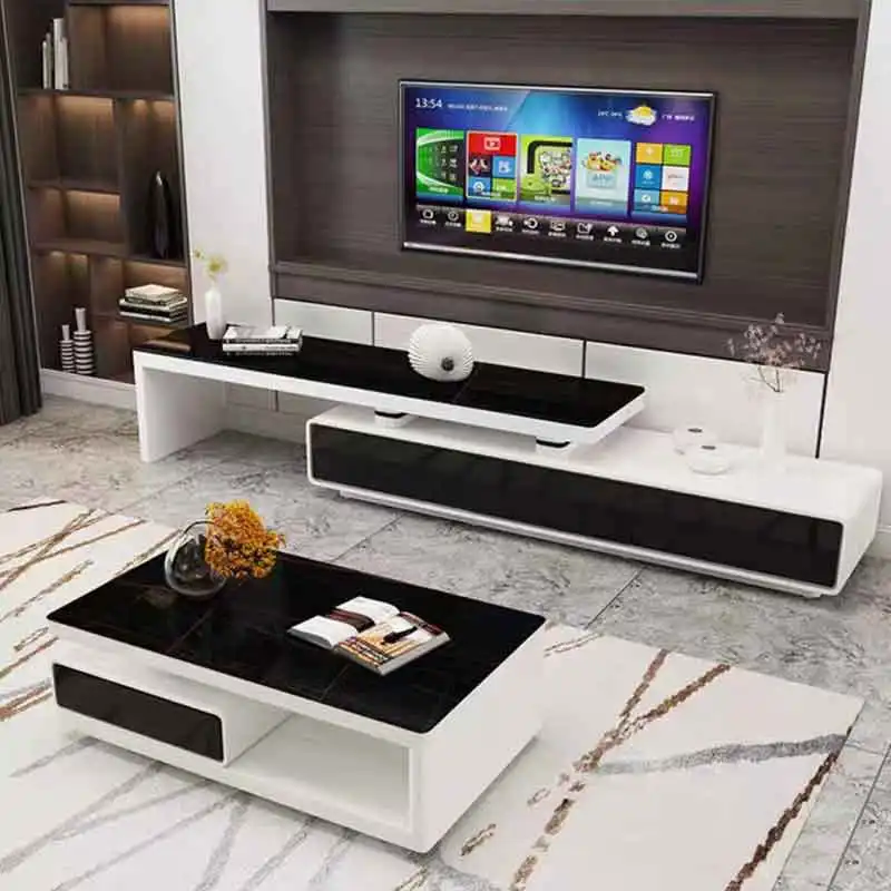 Modern Glass Coffee Table Set luxury coffee table living room furniture Black and White luxury coffee table top