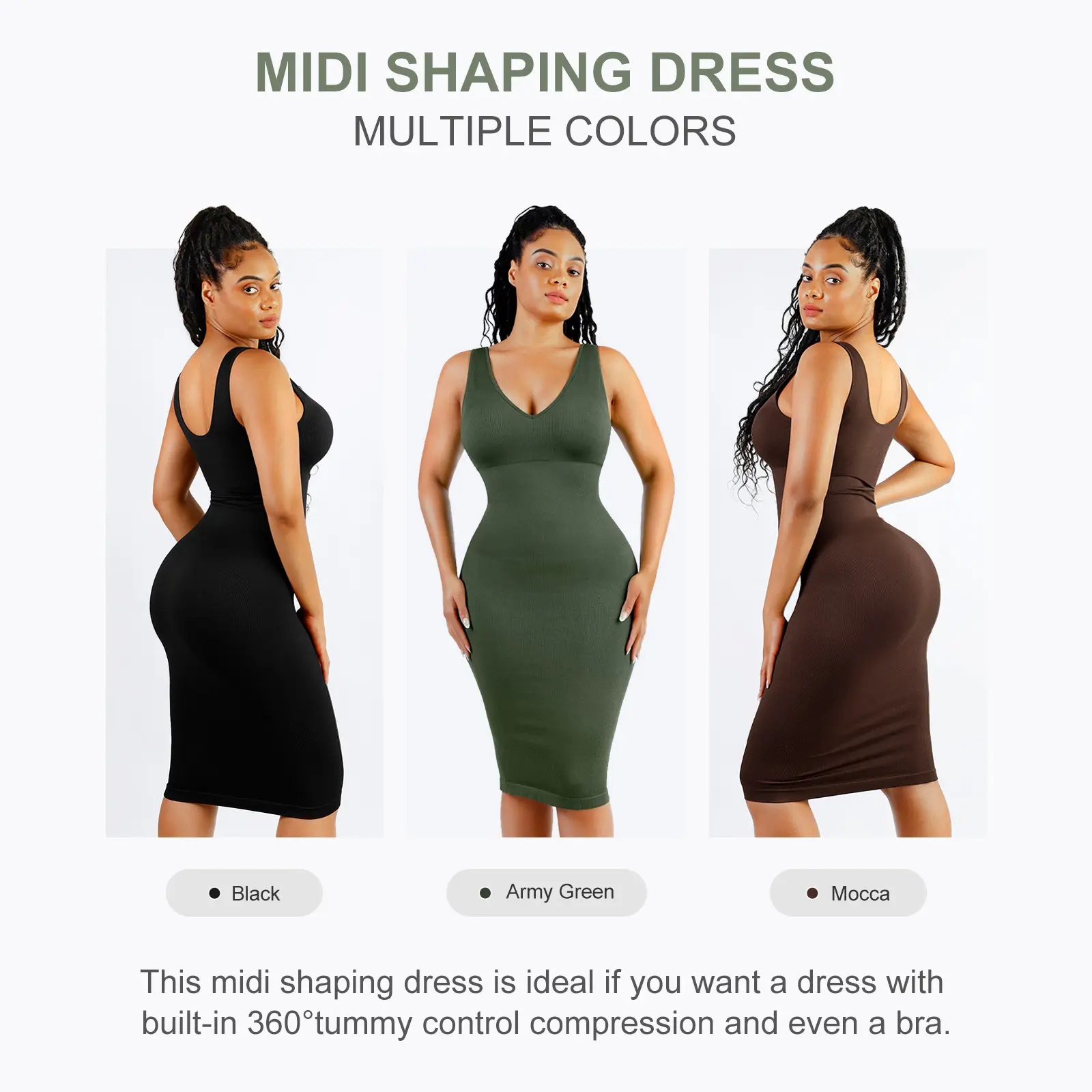 HEXIN neues Design Bodycon Kleid nahtlose Shape wear Kleider Frauen Midi Kleider mit eingebauter Shape wear