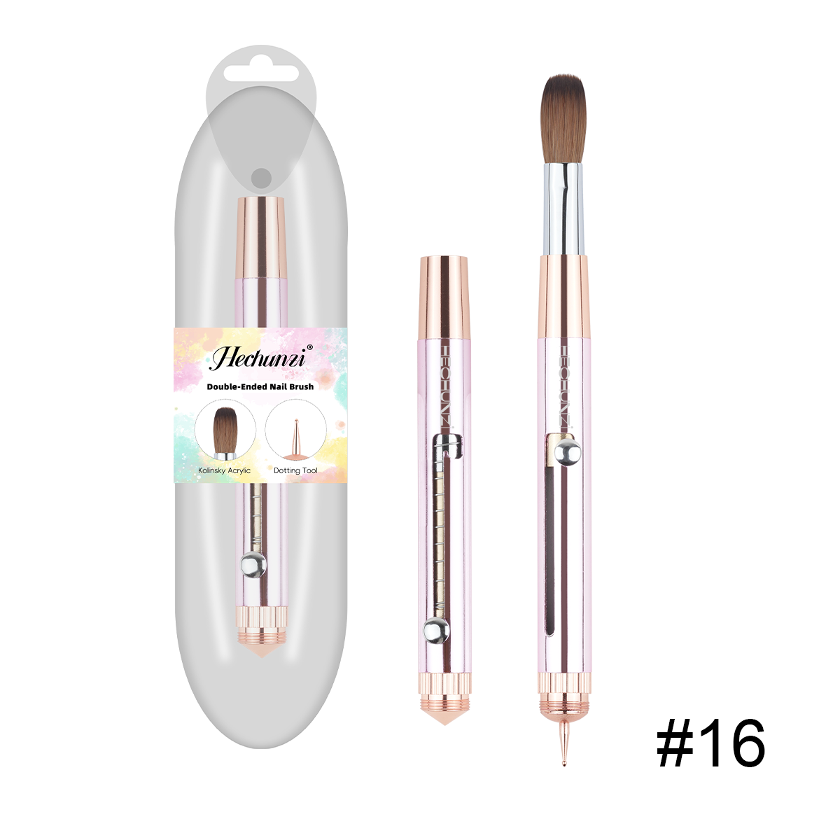 Pink #16 Kolinsky Brush+ Dotting Tip