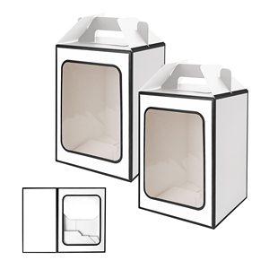 Cajas de regalo de nuevo estilo, caja de regalo de oso de flores de cartón blanco, ventana de exhibición, caja de embalaje de juguetes de muñecas de niña pequeña con asa