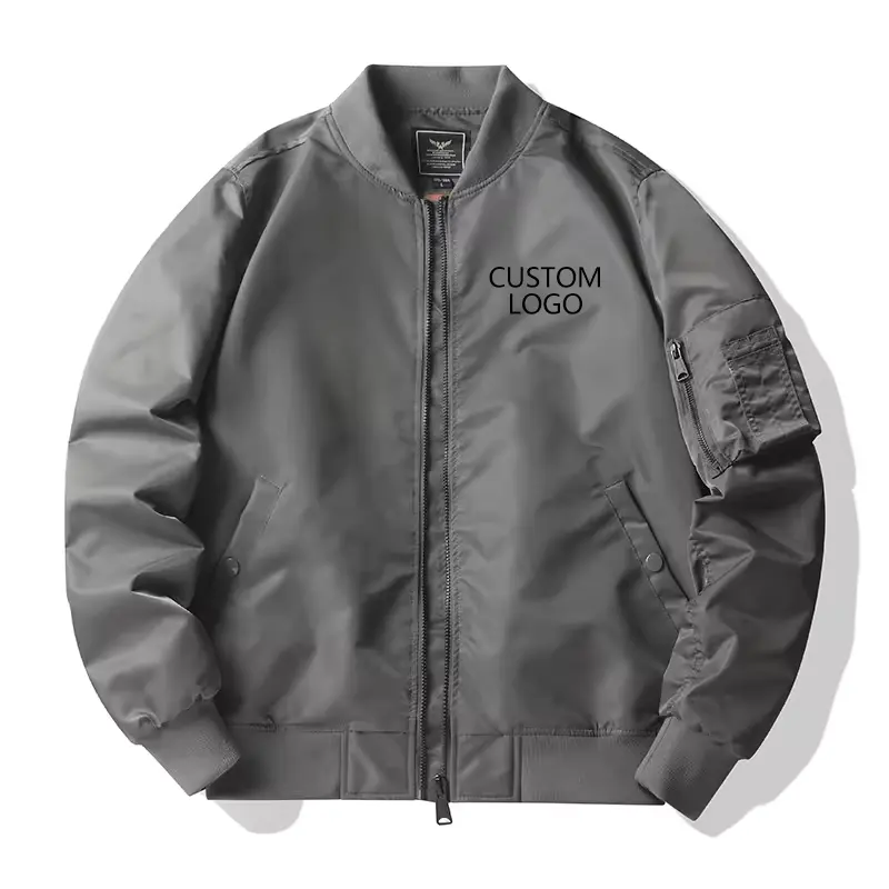 Chaqueta – veste d'aviateur en satin pour hommes, Logo personnalisé brodé, décontracté, vierge, hiver, 2022