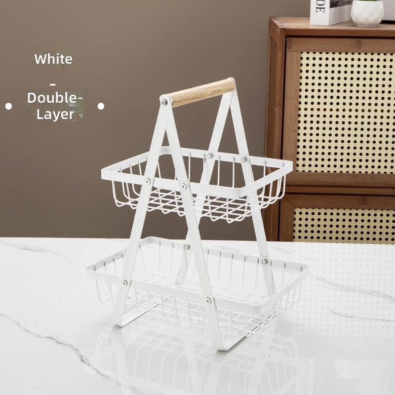 Panier de rangement blanc à double couche