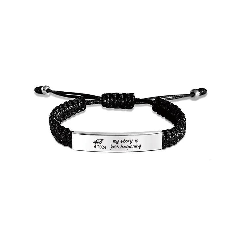 Ywganggu Customizable Fashion Jewelry Bracelets Engraving Bracelet Hand Woven Stainless Steel Chain Bracelet