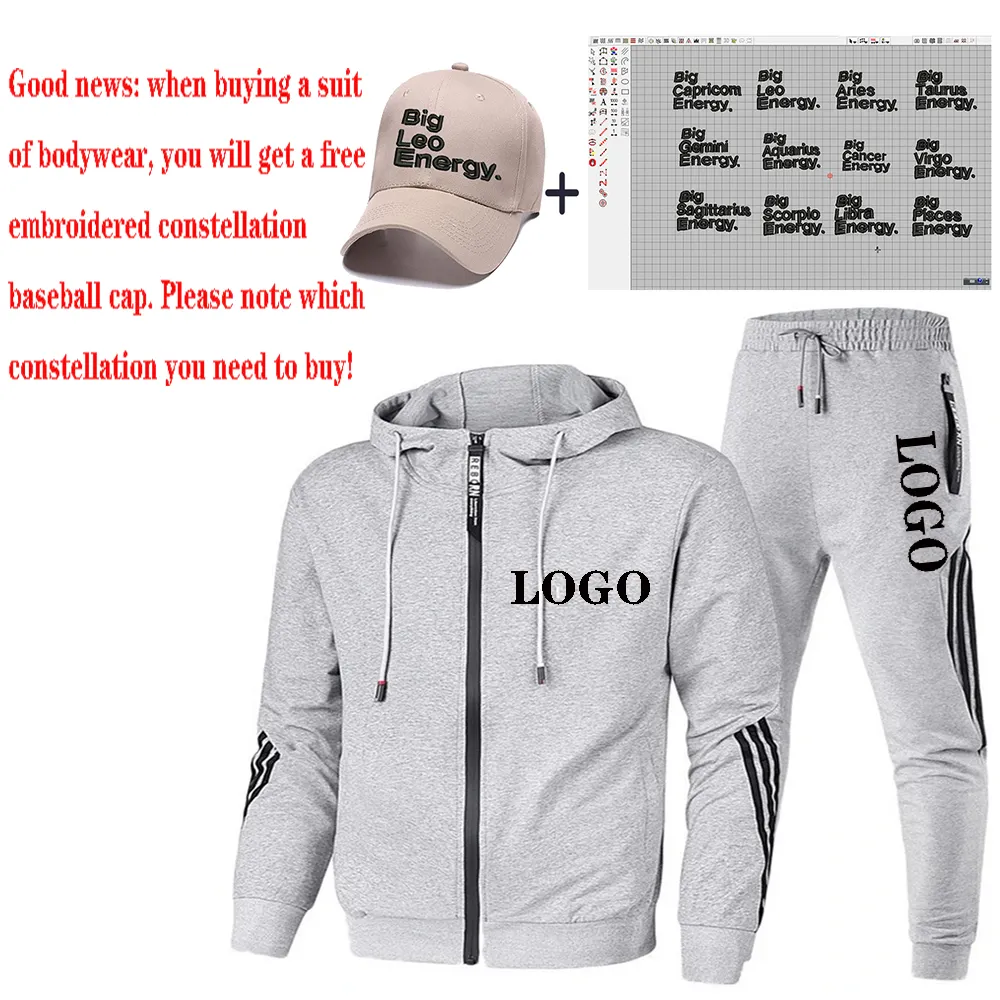 3 pz/set moda stampata autunno e inverno felpa con cappuccio tuta abbigliamento sportivo casual slim fit abbigliamento sportivo da jogging da uomo