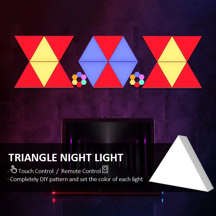 Nuovo creativo fai da te a nido d'ape Quantum touch lampada da parete che cambia colore led luce notturna pannelli triangolari decorazione della stanza esports