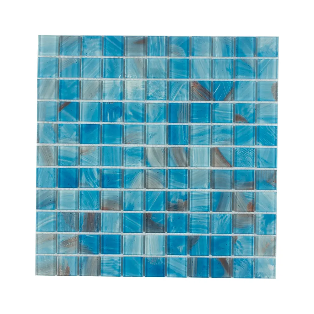 Misto di colore blu gres porcellanato smaltato pavimento e parete di piastrelle di vetro 300x300 mosaico