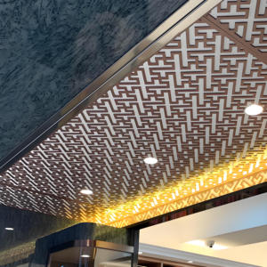Asia Style 30x30 Aluminum <strong>Ceiling</strong> <strong>Tiles</strong> Curved <strong>Grid</strong> Components with False Walled &amp; Gypsum Fence Fireproof Outdoor Application
