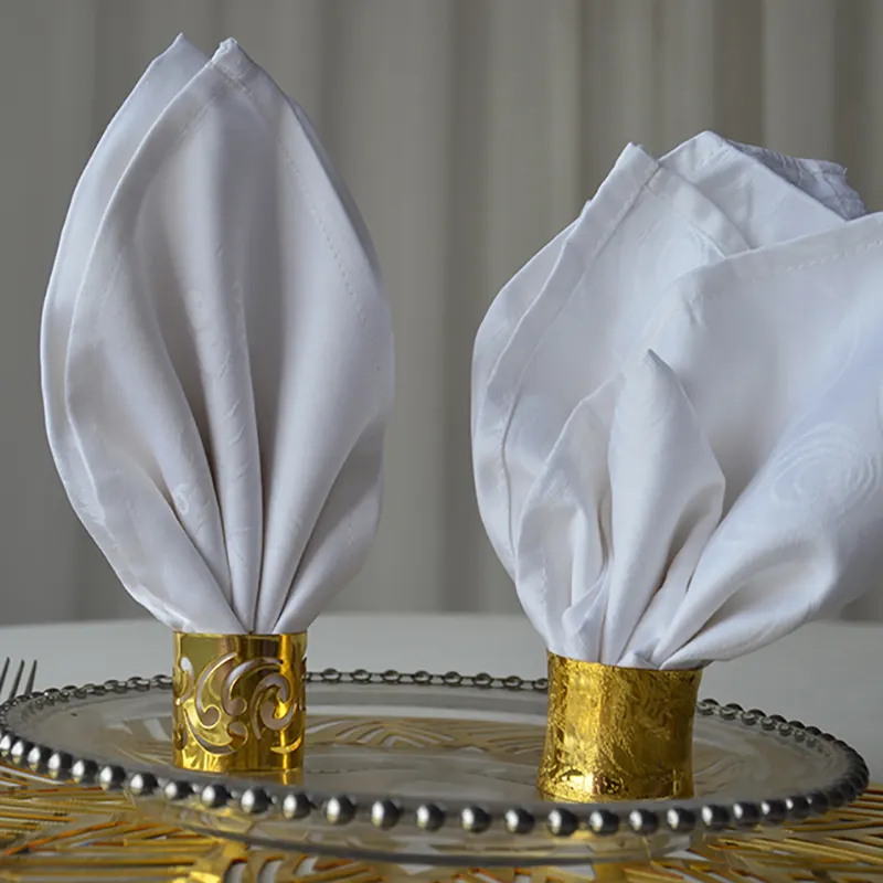 Wholesale Custom Sanitary White Flower Jacquard Napkins for Table Decorations Cotton Napkins for Wedding Restaurant Dinner