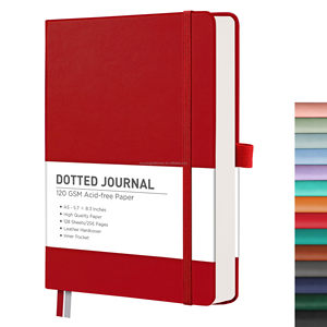 Impresión de lámina en la cubierta frontal Tamaño A5 Color rojo Material de PU Bordes rociados personalizados Diario Libro Cuaderno con puntos de bala - Product Image 2