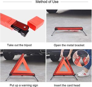 2 yansıtıcı üçgen reflektör 2 görünürlük ile katlanabilir araba yol kenarı acil durum kiti yol kenarı için yol kenarı yelek - Product Image 3
