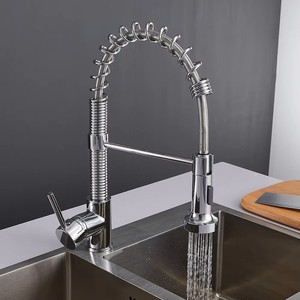 Hot Selling 304 Stainless Steel Deck Mounted Kitchen Faucet with Pull out Sprayer <strong>Cheap</strong> Spring-Powered Pull down <strong>Mixer</strong> - Product Image 3