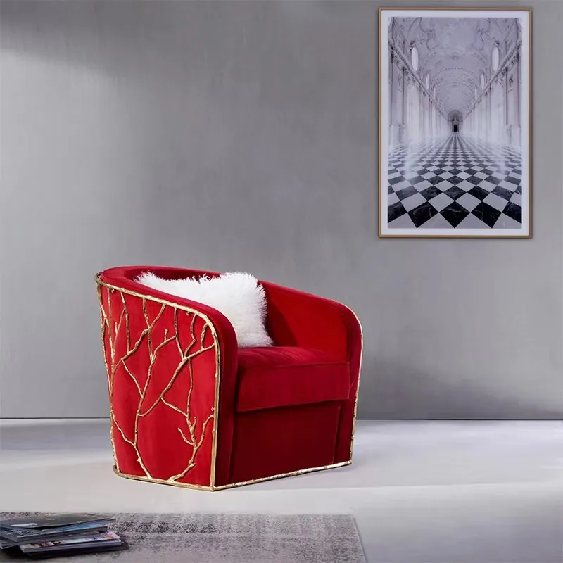 Italiano top marca de luxo sala mobiliário conjunto design criativo ouro latão quadro veludo sofá