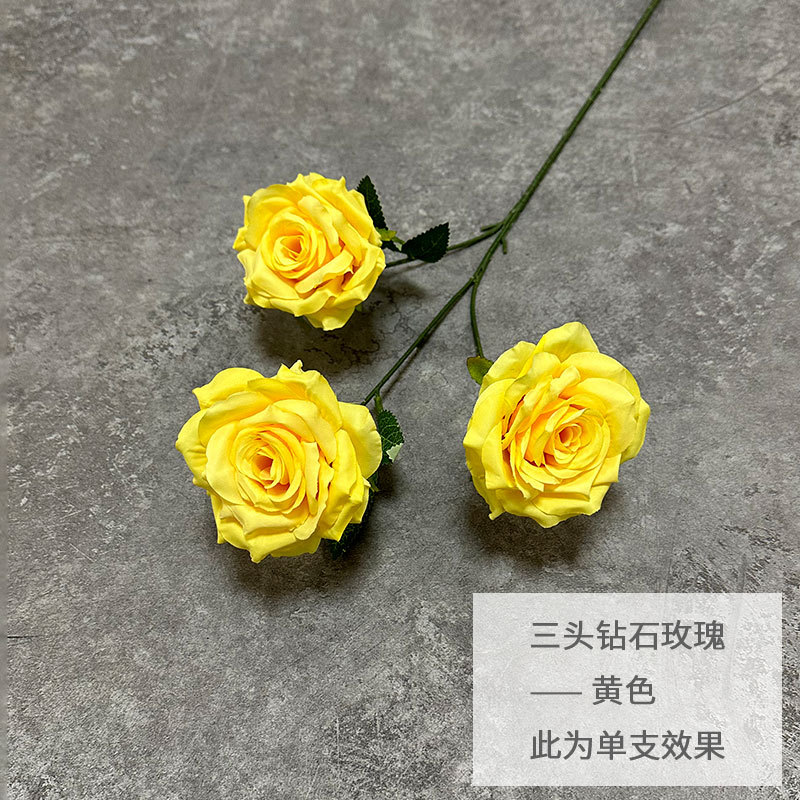 Three headed diamond rose-yellow