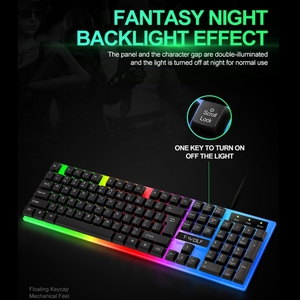 Nuevo diseño TWOLF TF230 LED Light 104 Keys Wired Computer Gaming Teclado Juegos Keyboard and Mouse Combos Kit set para PC Gamer