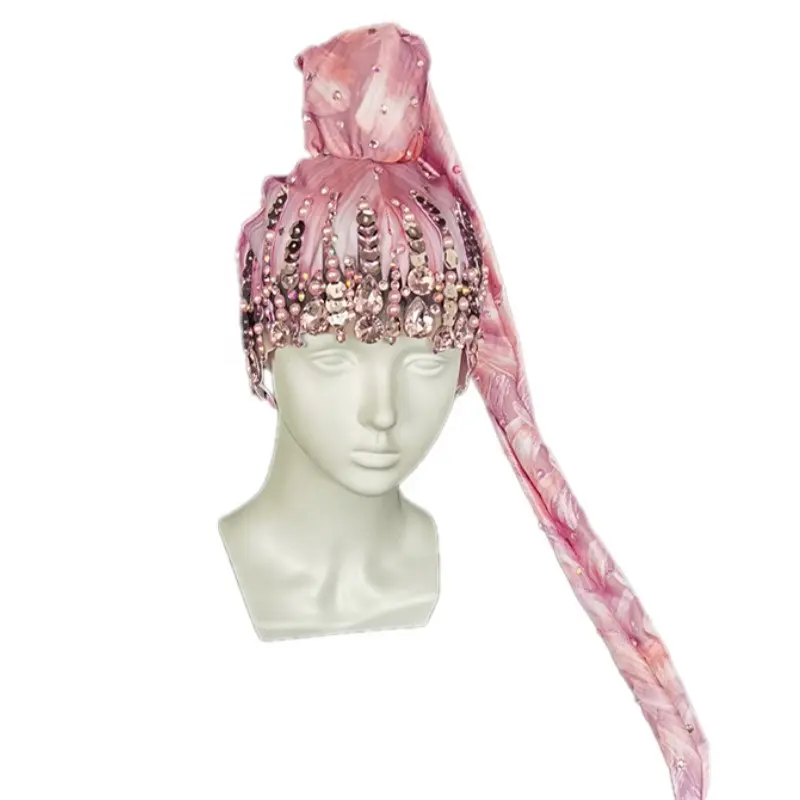 Brilhante rosa pérolas de strass, mulheres dançador, acessórios de palco, cristal, lantejoulas, cabelo longo, para clube, festa